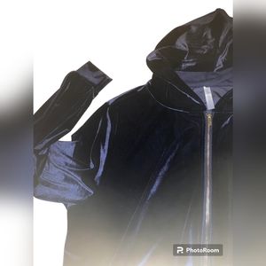 Dark Blue Velour Zip Up Jacket